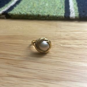 14k gold real pearl ring